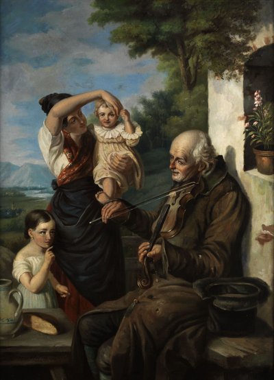 Starý žebrácký muzikant. od Joseph Haier